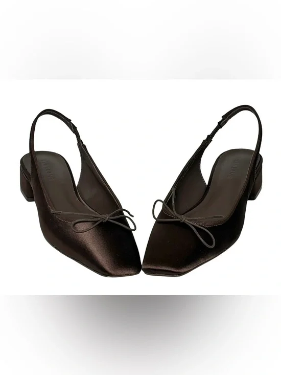 NIB Everlane The Ballet Slingback Heel in Deep Brown Satin, Size 5.5 - Picture 3 of 12